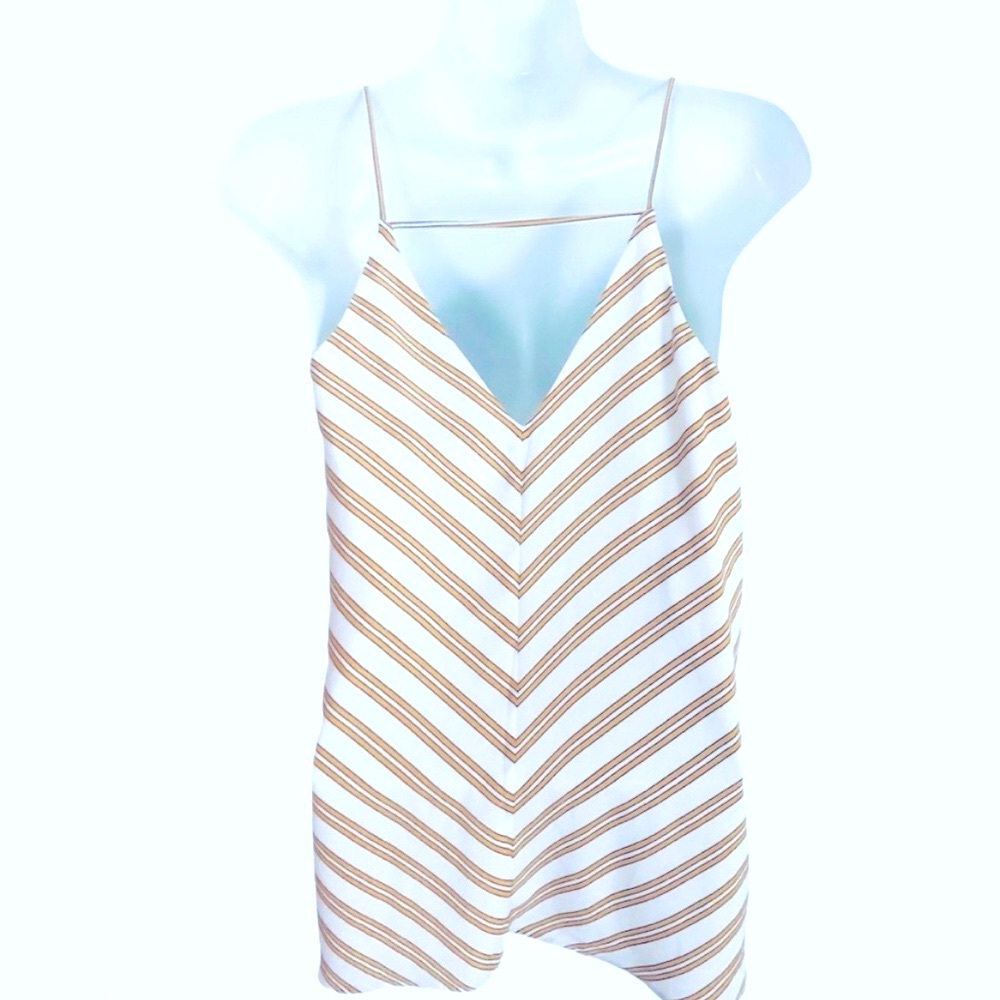 NWT Loft Bar Back Chevron Gold Stripe V-Neck Strappy Sleeveless Cami Tank Small - Picture 7 of 10